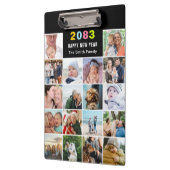 Moderne zwarte familie fotocollage aangepaste teks klembord (Links)