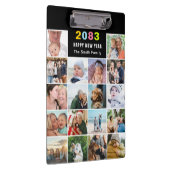 Moderne zwarte familie fotocollage aangepaste teks klembord (Rechts)