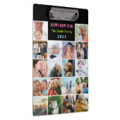 Moderne zwarte familie fotocollage aangepaste teks klembord (Rechts)
