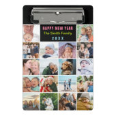 Moderne zwarte familie fotocollage aangepaste teks mini klembord (Voorkant)