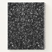 Moderne zwarte faux glitter notitieboek (Achterkant)