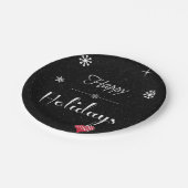 Moderne zwarte feestdag met rode kerst papieren bordje (Gekanteld)