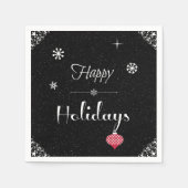 Moderne zwarte feestdag met rode kerst servet (Voorkant)