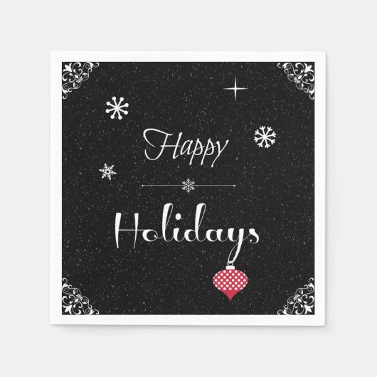 Moderne zwarte feestdag met rode kerst servet (Voorkant)