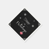 Moderne zwarte feestdag met rode kerst servet (Hoek)