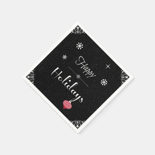 Moderne zwarte feestdag met rode kerst servet (Hoek)