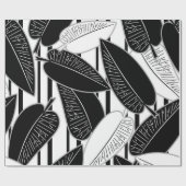 Moderne zwarte ficus verlaat abstracte striped afd cadeaupapier (Vlak)