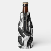 Moderne zwarte ficus verlaat abstracte striped afd flesjeskoeler (Fles Achterkant)