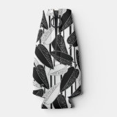 Moderne zwarte ficus verlaat abstracte striped afd flesjeskoeler (Achterkant)