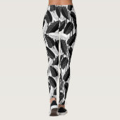 Moderne zwarte ficus verlaat abstracte striped afd leggings (Achterkant)