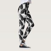 Moderne zwarte ficus verlaat abstracte striped afd leggings (Rechts)