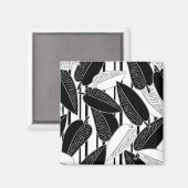 Moderne zwarte ficus verlaat abstracte striped afd magneet (Voorkant / Achterkant)