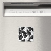Moderne zwarte ficus verlaat abstracte striped afd magneet (Insitu (Vaatwasser))