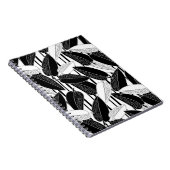 Moderne zwarte ficus verlaat abstracte striped afd notitieboek (Rechterzijde)