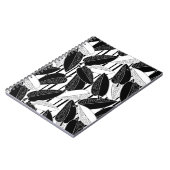 Moderne zwarte ficus verlaat abstracte striped afd notitieboek (Linkerzijde)