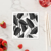 Moderne zwarte ficusbladeren abstract gestreept pr servet (Insitu)