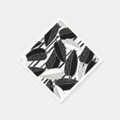 Moderne zwarte ficusbladeren abstract gestreept pr servet (Hoek)