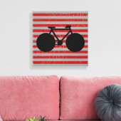 moderne zwarte fiets en rode strepen canvas afdruk (Insitu (Woonkamer))