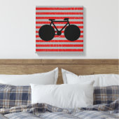 moderne zwarte fiets en rode strepen canvas afdruk (Insitu (Slaapkamer))