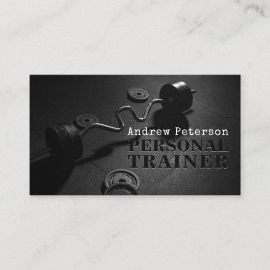 Moderne zwarte fitness personal trainer workout visitekaartje (Voorkant)