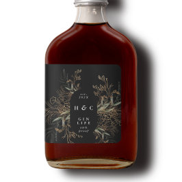 Moderne zwarte flaconchemicaliën Gold Eucalyptus G Vierkante Sticker