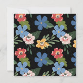 Moderne zwarte Floral 60th Birthday Party Bedankkaart (Achterkant)