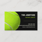 Moderne zwarte fluorescerende gele tennisbalcoach visitekaartje (Voorkant)