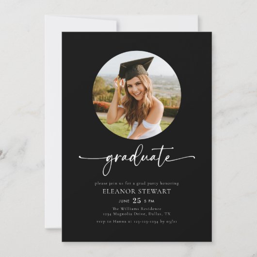Moderne zwarte foto Afstuderen afstudeerfeest Kaart (Voorkant)
