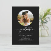 Moderne zwarte foto Afstuderen afstudeerfeest Kaart (Staand voorkant)