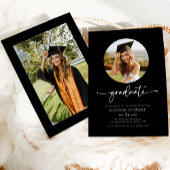 Moderne zwarte foto Afstuderen afstudeerfeest Kaart