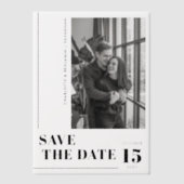 Moderne zwarte foto Bewaar de datum Vellum Uitnodigingen (Voorkant)