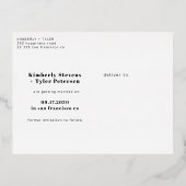 Moderne, zwarte foto bruiloft, behalve datum folie uitnodiging briefkaart (Achterkant)