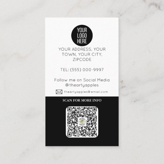 moderne zwarte Foto logo QR code professional Visitekaartje (Achterkant)