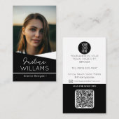 moderne zwarte Foto logo QR code professional Visitekaartje (Voorkant / Achterkant)