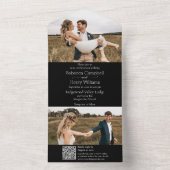Moderne zwarte foto | Monogram | QR-code All In One Uitnodiging (Binnen)