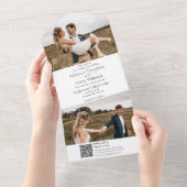 Moderne zwarte foto | Monogram | QR-code All In One Uitnodiging (Afscheurbaar)