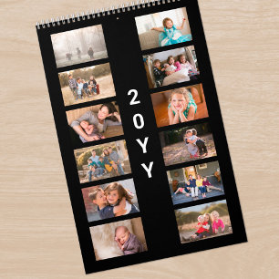 Moderne zwarte foto-omslag kalender