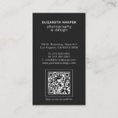 Moderne Zwarte Foto QR Code Professioneel Elegant Visitekaartje (Achterkant)