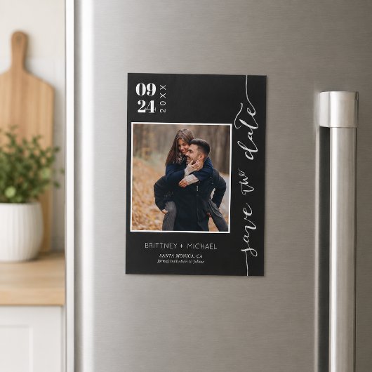 Moderne Zwarte Foto Save the Date