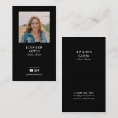 Moderne zwarte foto Sociale media Visitekaartjes (Voorkant / Achterkant)