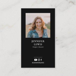 Moderne zwarte foto Sociale media Visitekaartjes