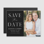 Moderne zwarte foto van Elegance Save the Date Magnetische Uitnodiging (Voorkant / Achterkant)