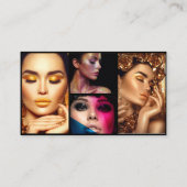 Moderne zwarte fotocollage trendy Make-up Artist Visitekaartje (Achterkant)