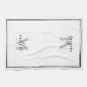 Moderne Zwarte Frame Familie Monogram Theedoek (Horizontaal)