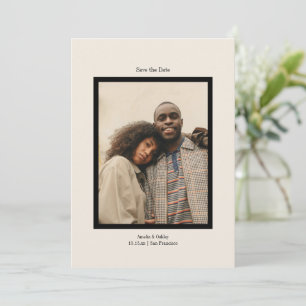 Moderne Zwarte Frame Minimalistische Trouw Elegant Save The Date