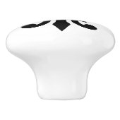 Moderne Zwarte Franse Lelie Fleur-de-lis op Wit Keramische Knop (Zijkant)