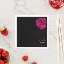 Moderne zwarte fuchsia en wit-bruiloft- servet