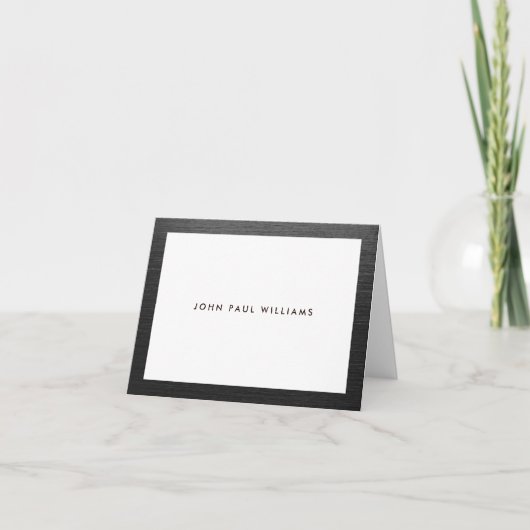 Moderne Zwarte Geborstelde Elegante Modieuze Notitiekaartje (Voorkant)
