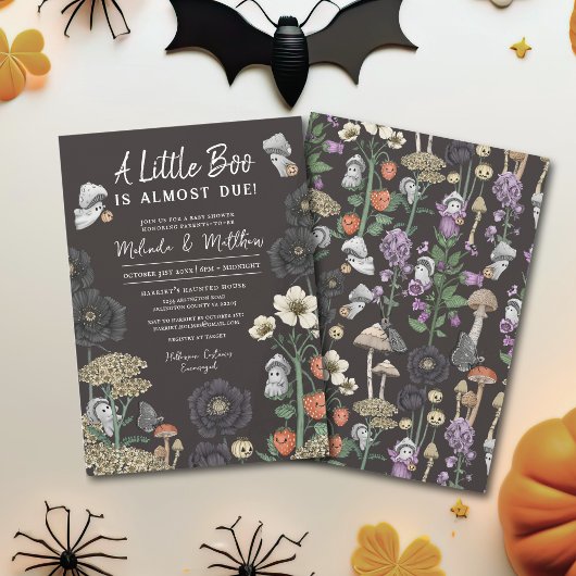 Moderne Zwarte Geesten Coed Halloween Baby Shower Kaart