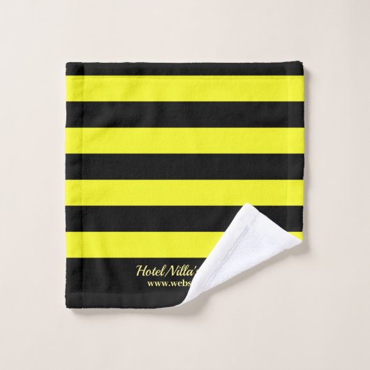 Moderne zwarte & gele Stripes - Aangepaste zakelij Bad Handdoek (Wasdoekje)